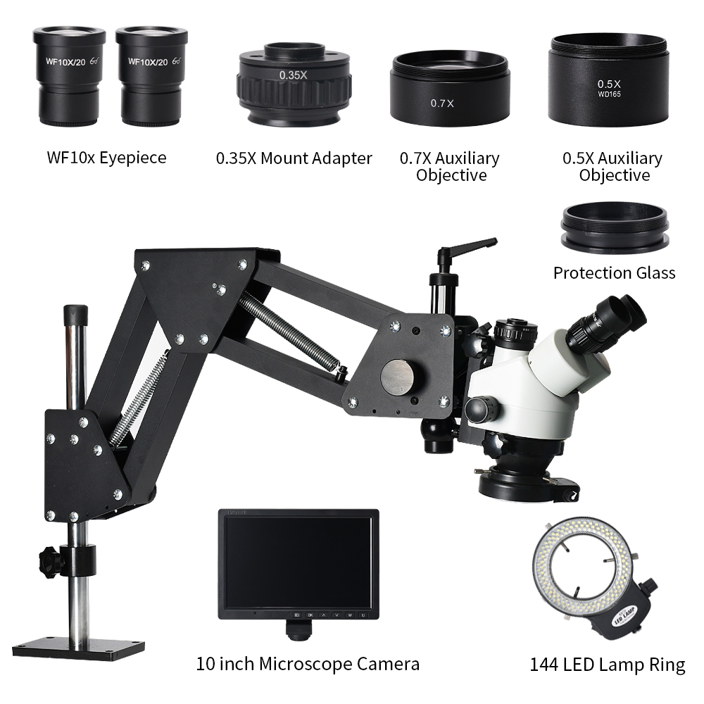 10-Zoll 2K-Auflösung LED-Beleu – Trinocular Stereo Microscope 7X-45X Bewertung und Preis