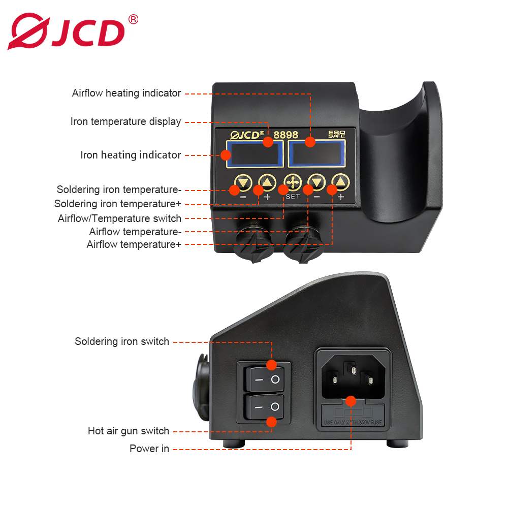 JCD 8898 750 W Lötstation 2 in – 2 In 1 Soldering Rework Station 750W Bewertung und Preis